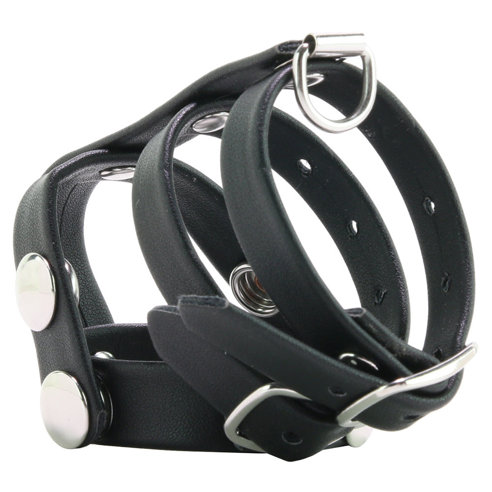 Blue Line Double Cock and Ball Strap with Leash Lead Bondage and Fetish > Cock and Ball Devices - Tophatter Daily Deals